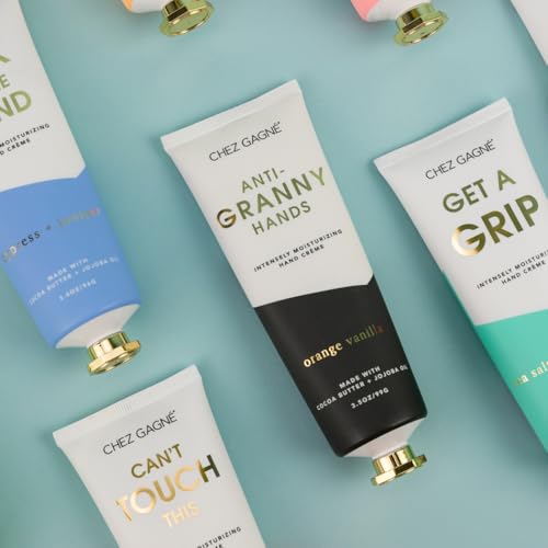 Chez Gagn? Intensely Moisturizing Vegan Hand Cream (3.4oz) Jojoba Oil Cocoa Butter- Non-Greasy, Fast-Absorbing, Made In US - Anti-Granny Hands (3.4oz, Orange Vanilla)
