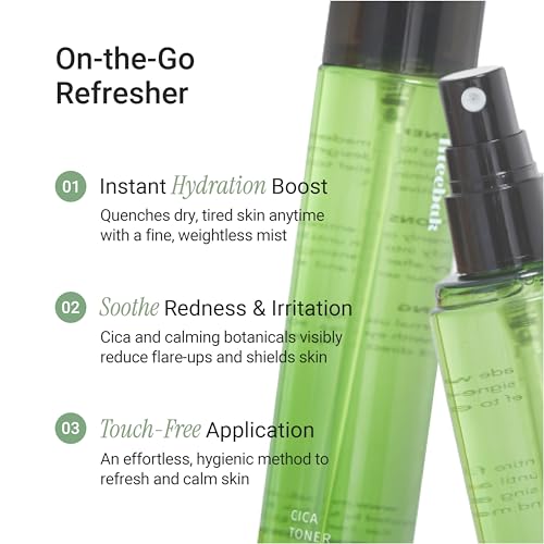 Meebak CICA Toner Spray | Korean Face Mist | Facial Spray with Centella Asiatica & Vitamin E | Soothing Face Toner for Sensitive, Oily, and Combination Skin | 4 fl oz