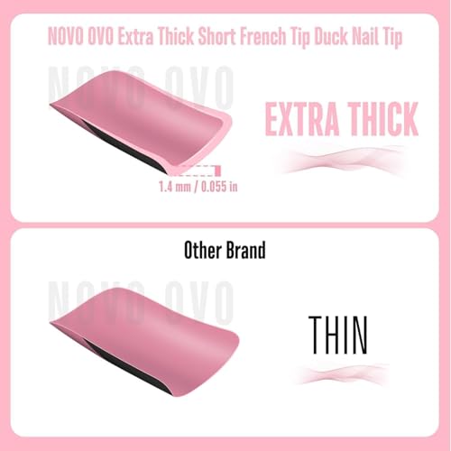 NOVO OVO Halloween Black French Tip Short Duck Nail Tips Press on, BERRY PINK Pre-designed Soft Gel Nail Extension, Extra thick Full Cover Matte Vrial False Nails for Salon DIY x 12 Sizes 240 pcs