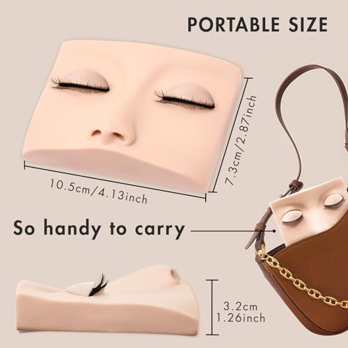 Double Layer Lash Mannequin Head - Realistic Soft-Touch Rubber Head With 2 Layers Replaced Eyelids - Training Makeup Head(1 Pair Removable Eyelids)