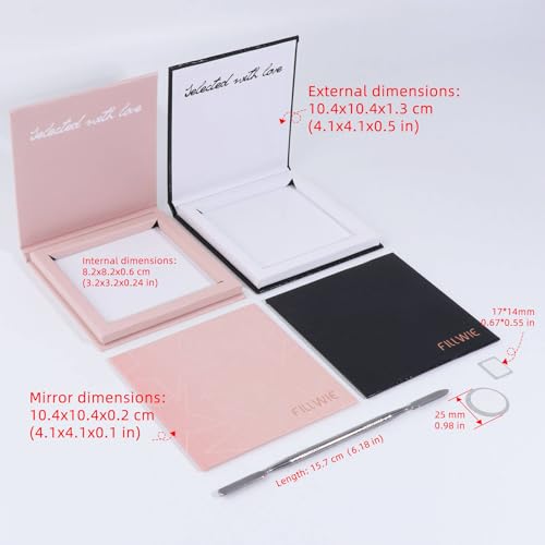 Pink&Black Magnetic Refillable Makeup Palette with Mirror ? Lightweight, Durable, Travel-Ready Case for Eyeshadow, Blush, Lipstick ? Includes Spatula & 20 Stickers ? Small, Waterproof Paperboard