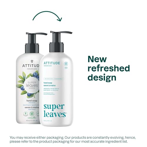ATTITUDE Liquid Hand Soap, EWG Verified, Plant and Mineral-Based, Vegan Personal Care Products, Unscented, 16 Fl Oz (Pack of 6)