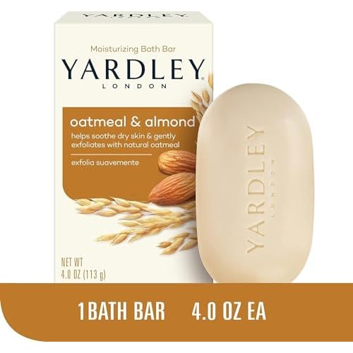 Yardley Oatmeal and Almond Bar Soap, Oatmeal & Almond, 4 Ounce (Pack of 4)