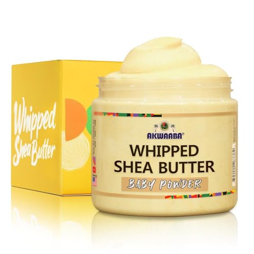 AKWAABA Whipped Shea Butter (Baby Powder) ? Nourishes & Moisturizes | Made with Shea Butter | No Dyes & Parabens | 12 oz / 340 g