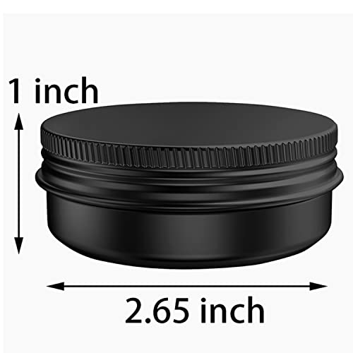 40 Pcs 2 Ounce Aluminum Tin Jars Containers Leak Proof Cosmetic Tin Jars Containers Round Screw Lids for Cosmetic, Salves, Balms, Lip Balm or Others, 60mL Black