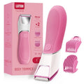 Rechargeable Bikini Trimmer for Women: Pubic Hair Razor with Mirror & LED Light - IPX7 Waterproof Electric Shaver, Travel Lock & Ceramic Blades for Legs Underarm - Light Rose