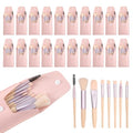 20 Sets Pink Travel Makeup Brush Set Bulk Synthetic Fiber Makeup Brushes Set Bridesmaid Gift for Wedding Bridal Shower Favors Bachelorette Party Gift (Ivory Beige)