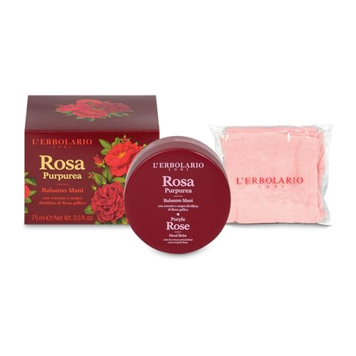 L'Erbolario Hand Balm, Purple Rose, 2.5 oz, Hand Lotion, with Gallic Rose, with Shea Butter, Moisturizing and Nourishing, Cruelty-Free