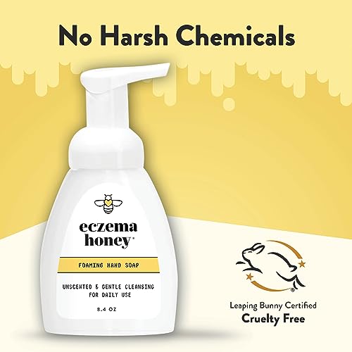 ECZEMA HONEY Gentle Foaming Hand Soap - Gentle Cleanser for Dry Hands - Non-Toxic Unscented Hand Soap - Natural Hand Cleaner for Bathroom & Kitchen - Organic Honey Handwash (8.4 Oz)