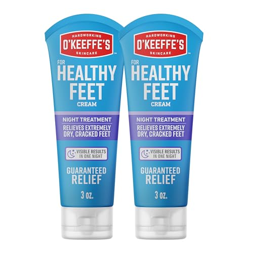 O'Keeffe's for Healthy Feet Night Treatment Foot Cream - 3 oz Tube (2 Pack) - Guaranteed Overnight Relief for Extremely Cracked, Dry Feet, Repairing Skincare, Instantly Boosts and Retains Moisture Levels