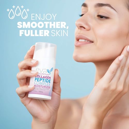 Eva Naturals Collagen Peptide Complex Moisturizer ? Face Cream with Multi-Peptides, Hyaluronic Acid, Amino Acids, Vitamin B5 and E ? Rich Night Lotion for Youthful Glow and Fine Line Care ? 1.7 Fl Oz