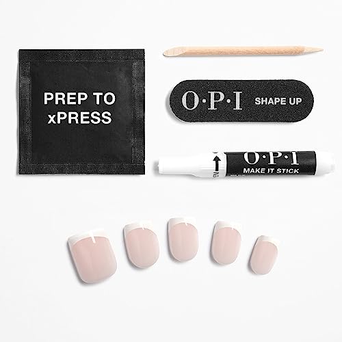 Bundle of OPI xPress/ON Press On Nails, With Nail Glue, French Tip Nail Art, Short, French Press + OPI ProSpa Nail and Cuticle Oil, 0.5 fl oz