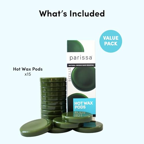 Parissa Hard Wax Refill Pods |15 Pods (13.2 Oz) | No-Strip Hot Wax with Natural Beeswax, Salon-Strength for Brazilian, Bikini & Facial Hair Removal | For Sensitive Skin, Chin, Upper Lip & Face