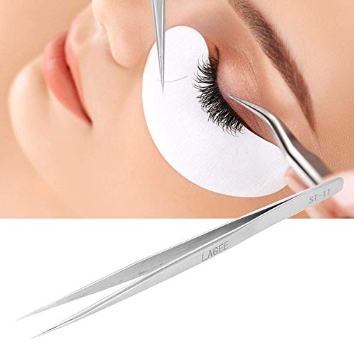 5.51" Stainless Steel Pointed Straight Tweezer, Professional Eyelash Extension Straight Tweezers for Nail Art Hair Eyebrow