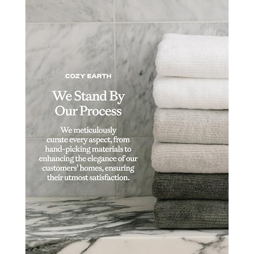 Cozy Earth Ribbed Hand Towel Set - 60% Cotton 40% Viscose from Bamboo Hand Towels - Soft & Absorbent Textured Ribbed Pattern - 2 Pack Light Grey