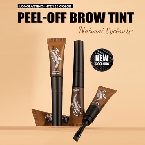 Espresso Peel Off Brow Tinting Gel with Tweeze - Tattoo Eyebrow Gel Easy Peel Off Effect Waterproof & Sweatproof, Transfer-Resistant Multi-Day Wear Eyebrow Tint, All Skin Types 02#