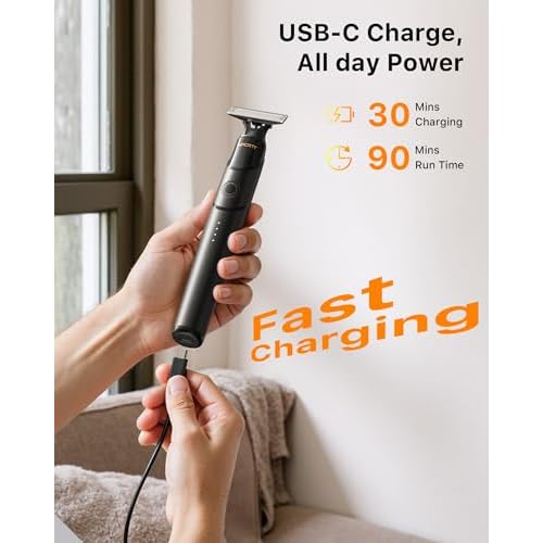 [2026 Upgraded] Body & Nose Hair Trimmer Kit, [All-in-One] Travel Beard Electric Shaver for Men, USB-C Fast Charging, Rechargeable Painless Razor Cordless Waterproof Wet/Dry, Black(Solo)