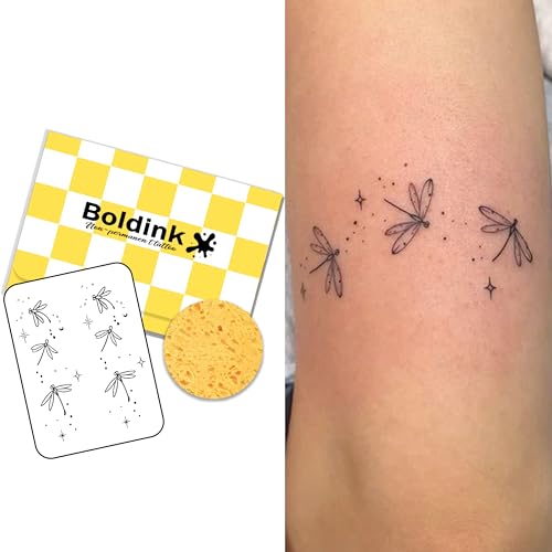 Semi-permanent Tattoos,Realistic Fake Tattoos,Last 7-15 Days,Waterproof Non-reflective Temporary Tattoo Stickers,Cruelty-free,Uniquely Designed Exquisite Packaging(Dragonfly)