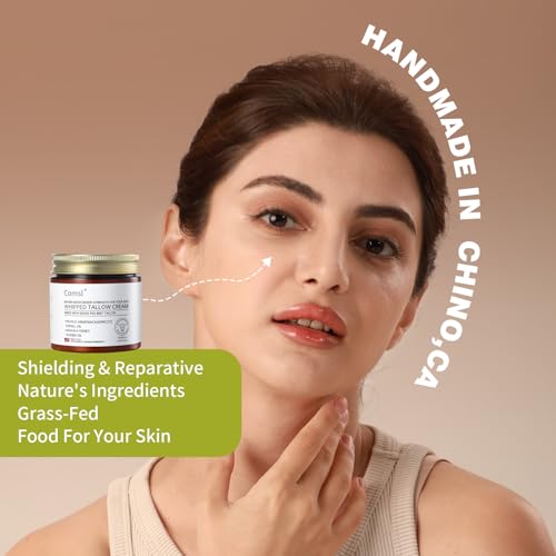Whipped Tallow Honey Cream with Grass-Fed Beef Tallow & Raw Honey, Face & Body Moisturizer, for Dry, Sensitive Skin, Eczema, Rosacea,US- Made,FL.4oz(Citrus Breeze)