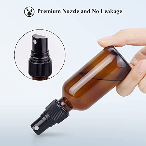 Wedama Spray Bottle, 2 oz Fine Mist Glass Spray Bottle, Little Refillable Liquid Containers for Watering Flowers Cleaning (24 Pack, Amber)