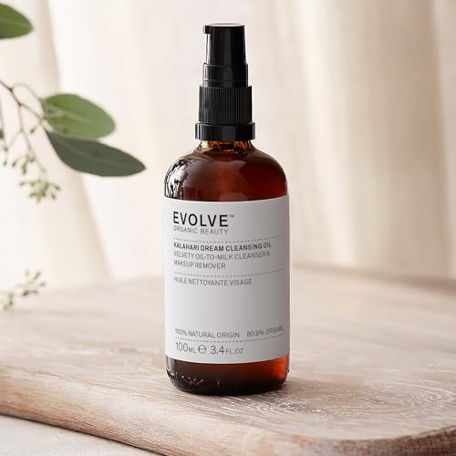 Evolve Organic Beauty - Kalahari Dream Cleansing Oil | Lightweight, Nourishing, Make Up Removal | Squalane, Pink Indigo | Small-Batch, Vegan Clean Beauty (3.4 fl oz | 100 mL) Package May Vary