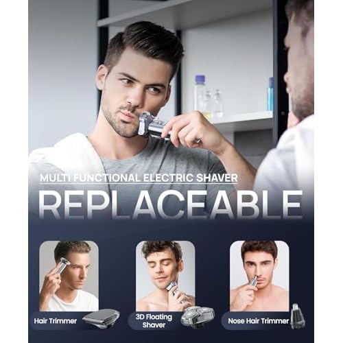 Electric Razor for Men£¬10,000RPM High-Speed Motor, IPX8 Waterproof, USB Fast Charging, Quick Charge & Travel Lock,Upgrade Icy Gray