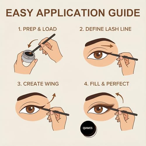 2 in 1 Black and Brown Gel Eyeliner Set Water Proof Smudge Proof, Last for All Day Long, Work Great with Eyebrow, 2 Pieces Eye Makeup Brushes Included