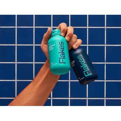 Flakes Anti Dandruff Shampoo and Conditioner Set for Men with Scalp Massager | Dry, Flaky, & Itchy Scalp Shampoo | Sulfate and Paraben Free | Hydrating Shampoo & Moisturizing Conditioner | 9 fl oz