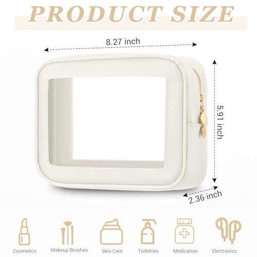 Abbylike 6 Pcs Clear Makeup Bags Mother's Day Travel Nylon Clear Cream Toiletry Bag Bulk Car Organizer Case Waterproof Toiletry Pouch with Golden Zipper for Teacher Mother Women Wedding Gift