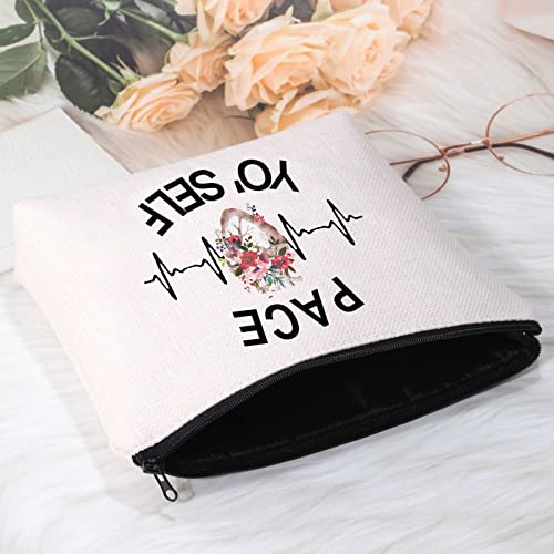POFULL Cardiology Gift Heart Doctor Gift Pace Yo'self Cosmetic Bag Heart Anatomy Cardiology Gift (Pace Yo'self bag)