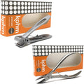 KOHM Nail Clippers + Ingrown Toenail Clippers for Thick Nails - Heavy Duty, Wide Mouth Professional Fingernail and Toenail Clippers for Men, Women & Seniors, Silver