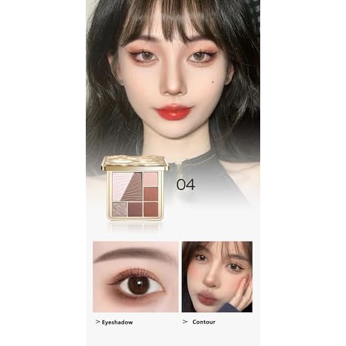 All-in-One Eyeshadow Palette, 7 Colors Eye Shadow Palette, Glitter, Matte, Shimmer Eyeshadows, Blush, Highlighter Contour Makeup Palettes, Highly Pigmented Waterproof Long Lasting. (Color 4)