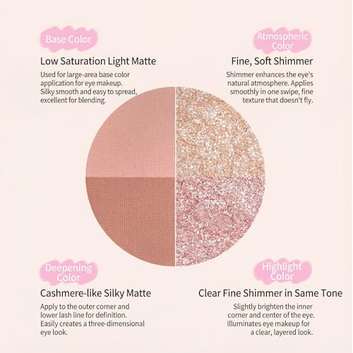 Mini Eyeshadow Palette, Matte & Shimmer Quad for Women, Travel-Friendly, Cream Stick, Smokey Nude, Glitter, Primer Powder Set (Sweet Taro)