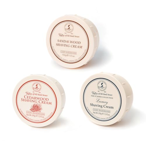 Taylor of Old Bond Street Luxury Shaving Cream Trio ? Sandalwood, Cedarwood, & St James (3 x 150g Bowls)