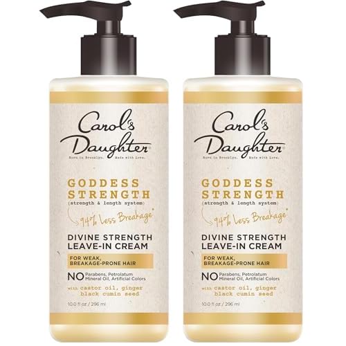 Carol's Daughter Goddess Strength Leave In Conditioner Cream,10 Fl Oz - Strengthening and Moisturizing for Wavy,Curly Hair,(Pack of 2)