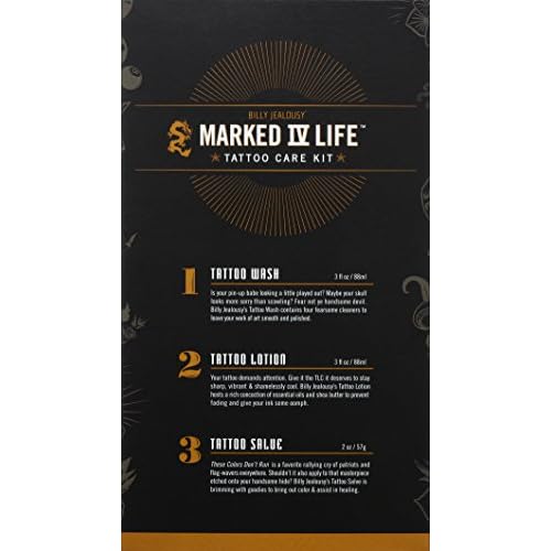 Billy Jealousy Marked IV Complete Tattoo Care Kit, Make Your Mark Defined, Fresh and Vibrant, Includes Aftercare Ink Salve, Brightening Soap and Moisturizing Tattoo Lotion
