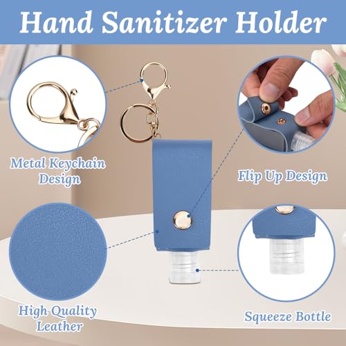 8 PCS Hand Sanitizer Holder,Leather Empty Travel Size Bottle, Mini Hand Sanitizer Keychain Travel Size