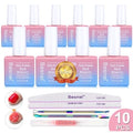Gel Nail Polish Remover 10 Pack Professional Gel Polish Remover Non-Irritating Quick Easy, Nail Polish Gel Remover Tools Kit Nail File Cuticle Pusher File Grit, No Need For Foil Soaking Or Wrapping