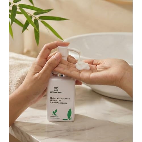 Natural Japanese Green Tea Facial Cleanser ? Foaming Face Wash for Sensitive Skin with Aloe Vera, Chamomile & Cucumber | Hydrating Sulfate Free Green Tea Face Wash & Cleanser (10.14 fl oz / 300ml)