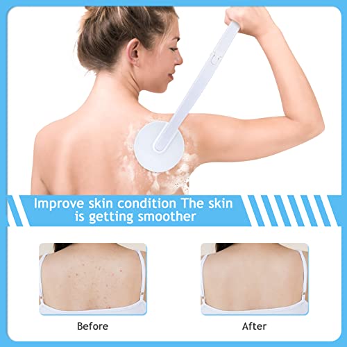 Upgrade Body Lotion Applicator, Oil Cream Applicator Massager Shower Scrubber with 19 Massaging Rollers and Foldable Long Handle, Shower Brush Set Back Oil Cream Applicator for Woman Men