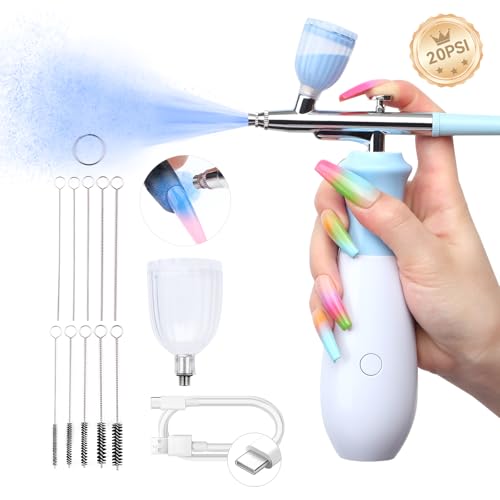 SAVILAND 25 PSI Airbrush for Nails: Rechargeable Nail Airbrush Machine 3 High-Pressure Modes Cordless Airbrush Kit with Compressor 0.3 mm Nano Nozzle Airbrush Paint Airbrush Makeup for Nails Art