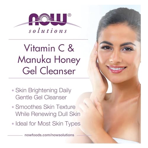 NOW Foods Solutions, Vitamin C and Manuka Honey Gel Cleanser, Brightening System, Promotes Healthy-Looking Skin, 8-Ounce (Pack of 2)