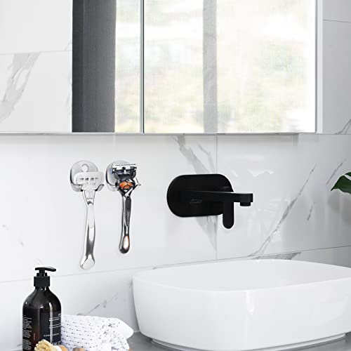 Linkidea 2 Pack Razor Holder Self Adhesive, Shower Wall Mount Hook Bathroom Organizer, No Drilling Storage for Gillette Venus, Fusion 5 Proshield, Mach3 (Grey)