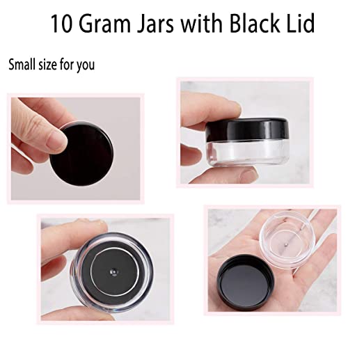 100 Pieces 10 Gram Sample Containers with Lids, Black Sample Jars, BPA Free Tiny Cosmetic Containers for Makeup, Lotion, Eye Shadow, Powder, and Lip Balms
