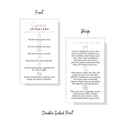 Sugaring Hair Removal Aftercare Cards | 50 Pack | 2x3.5¡± in Business Card | Sugaring Hair Removal Supplies | Waxing Supplies | White Card Design