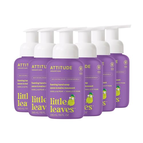 ATTITUDE Foaming Hand Soap for Kids, EWG Verified, Dermatologically Tested, Plant- and Mineral-Based Ingredients, Vegan, Vanilla & Pear, 10 Fl Oz (Pack of 6)