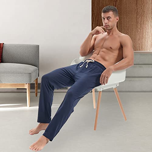 AMY COULEE Mens Cotton Yoga Pants Running Workout Lightweight Sweatpants Open Bottom Lounge Pants with Pockets
