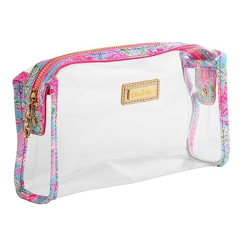 Lilly Pulitzer Clear Zipper Pouch, Cute Pencil Case for Adults, Travel Toiletry Bag, Small Pouch Bag for Supplies, Makeup or Toiletries (Cay to My Heart)