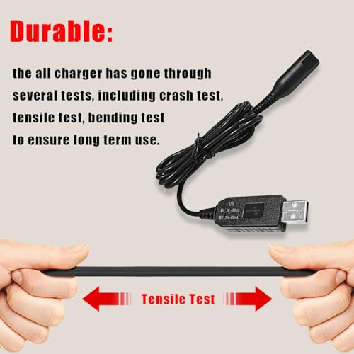 12V Charging Cord Replacement for Braun Shaver S3 S6 S7 S8 S5 S9 S1, Cable Replacement for Braun Electric Razor Trimmer Series 1 3 5 6 7 8 9 340 3040s 390cc 720 790cc Models