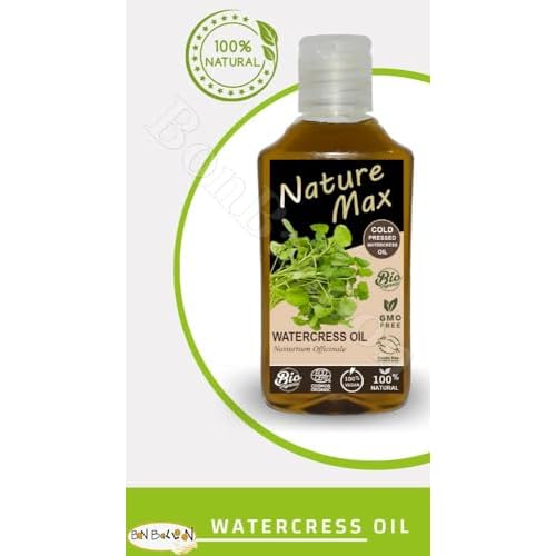 Nature Max Watercress Oil (3.38 oz / 100 ml) Nasturtium Officinale Roquette Rucola Arugula Rugula Cress Cold Pressed Non Gmo Pure Natural Herbal Cooking & Hair & Skin & Body